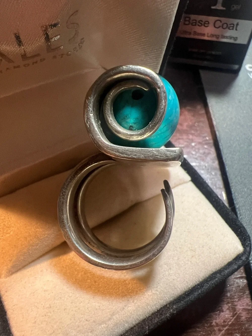Turquoise Sphere Silver Statement Ring - Picture 5 of 11